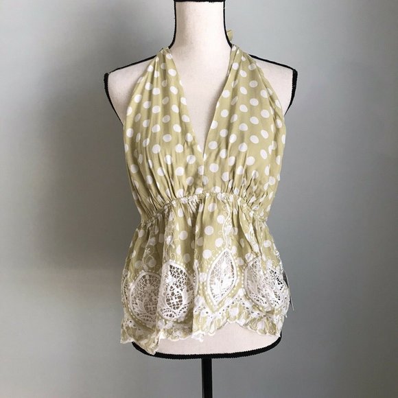 New Free People Citron Combo Lunch Date Halter Top - Picture 1 of 5